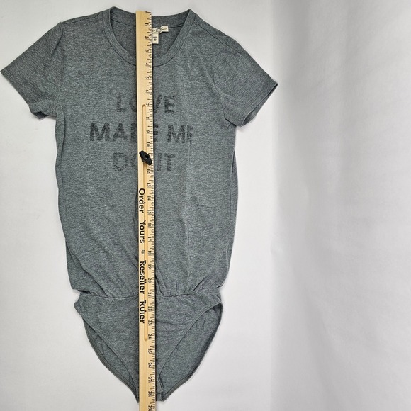 Express One Eleven Women's‎ XS Body Contour Stretch Bodysuit Gray SS Crew Neck - Picture 6 of 8